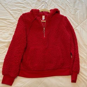 Red fleece quarter zip